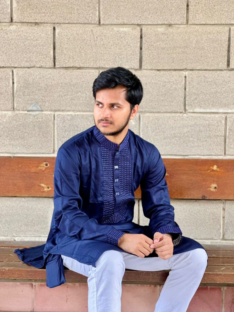 Premium Panjabi - Navy Blue - Image 4