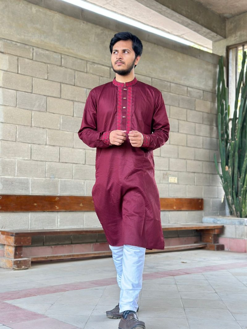 Premium Panjabi - Maroon - Image 4