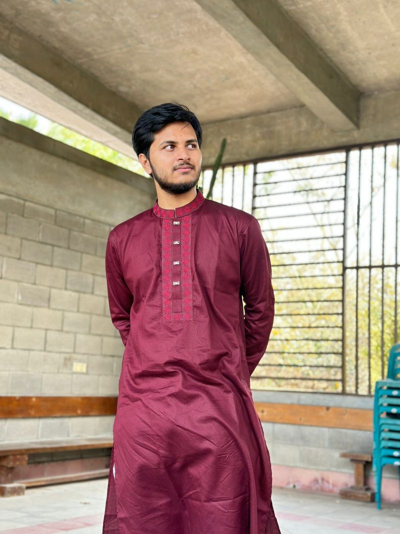 Premium Panjabi - Maroon - Image 2