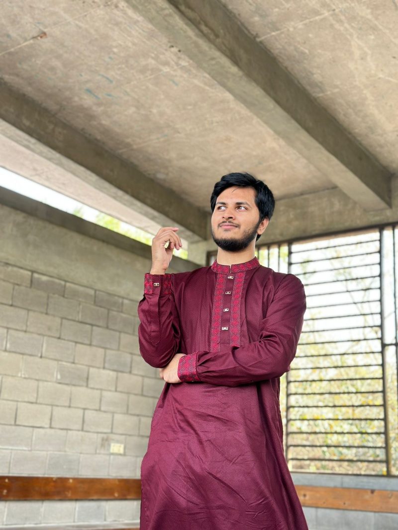 Premium Panjabi - Maroon - Image 3
