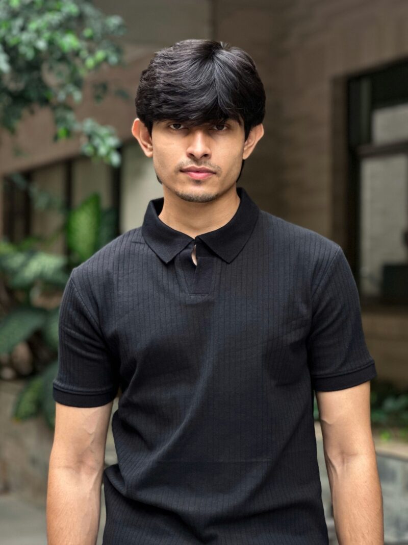 Black - Heavy Textured Polo Shirt