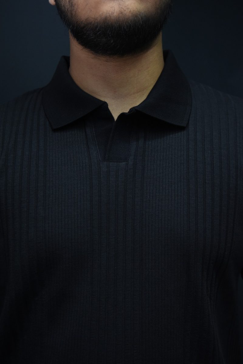 Spicy Black - Textured Polo Shirt - Image 3