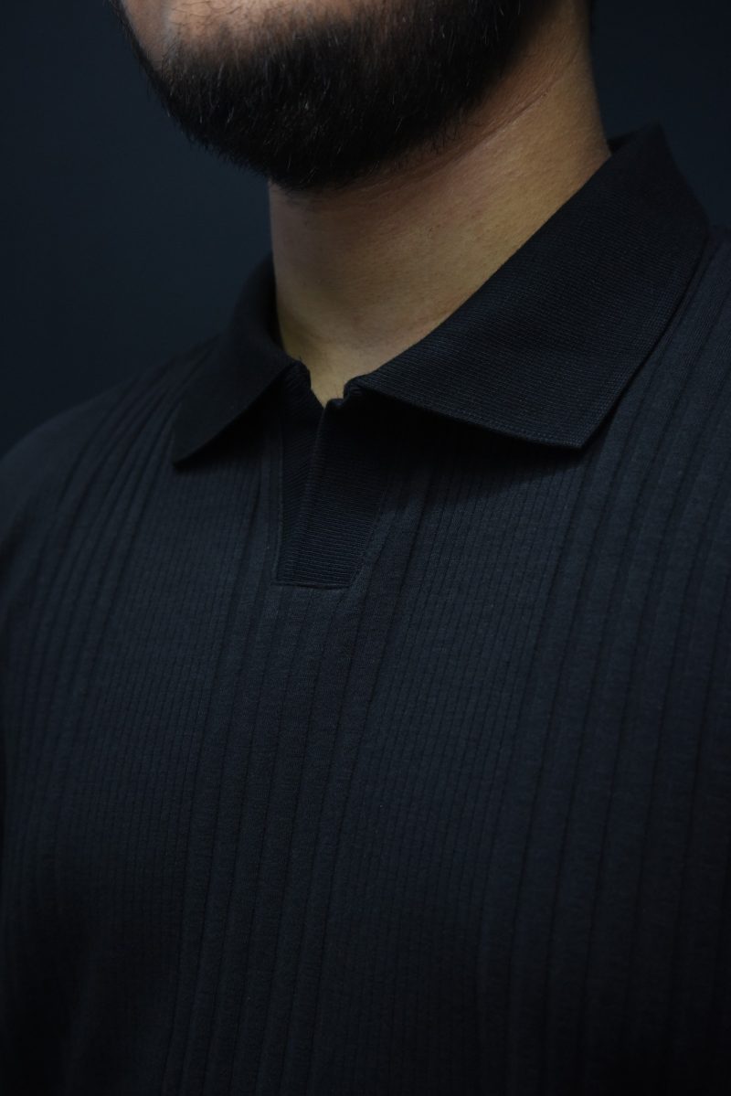 Spicy Black - Textured Polo Shirt