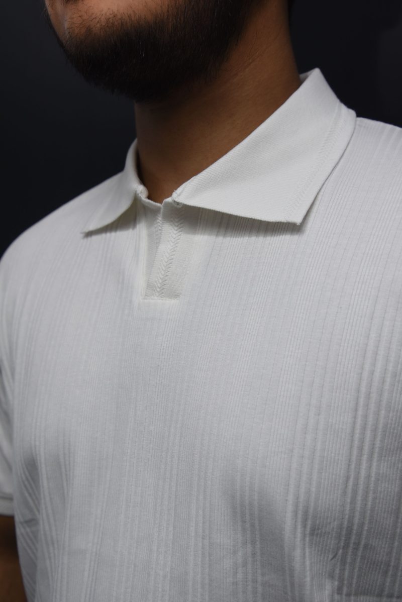 Spicy White - Textured Polo Shirt - Image 2