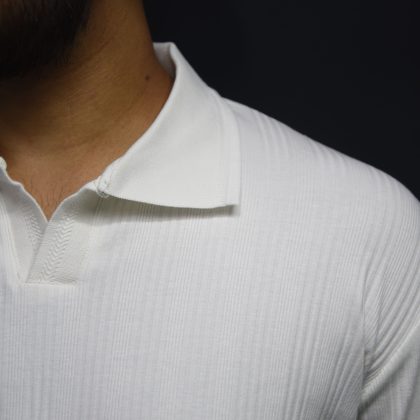 Spicy White - Textured Polo Shirt