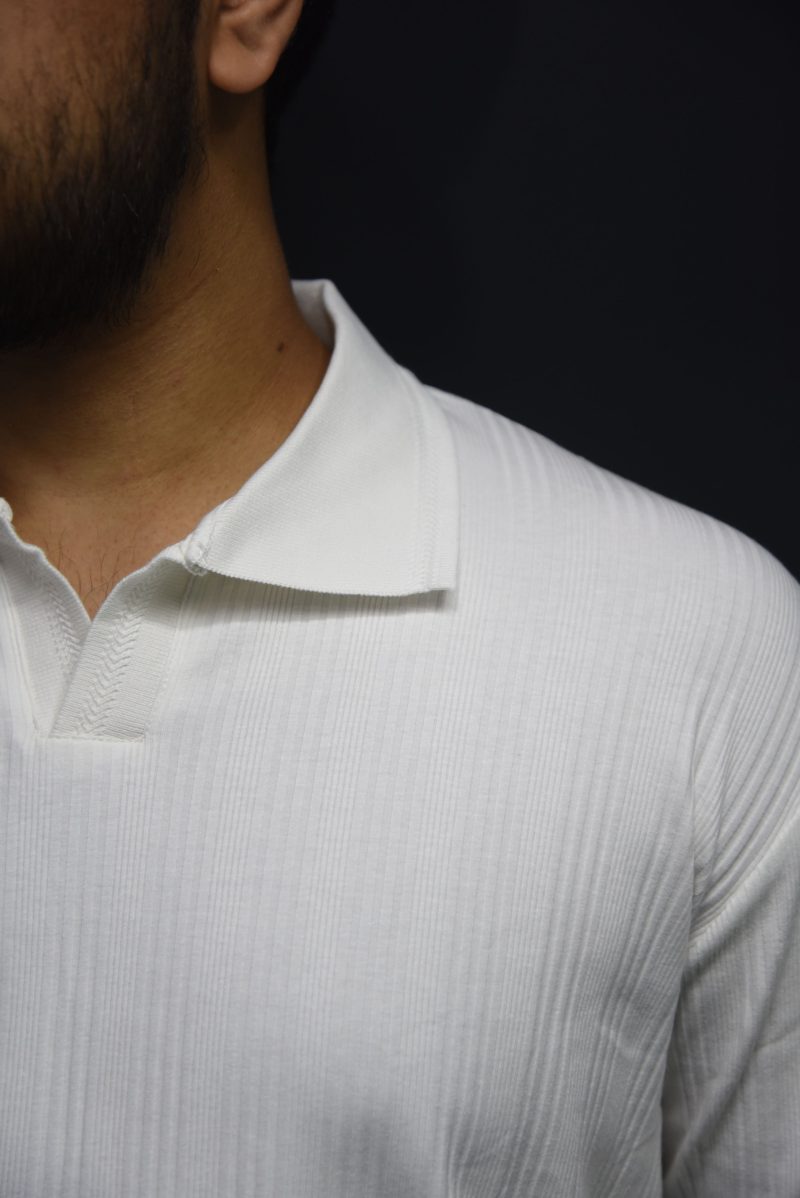 Spicy White - Textured Polo Shirt