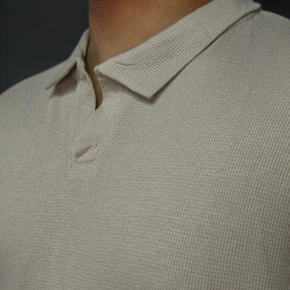 Beige - Textured Polo Shirt