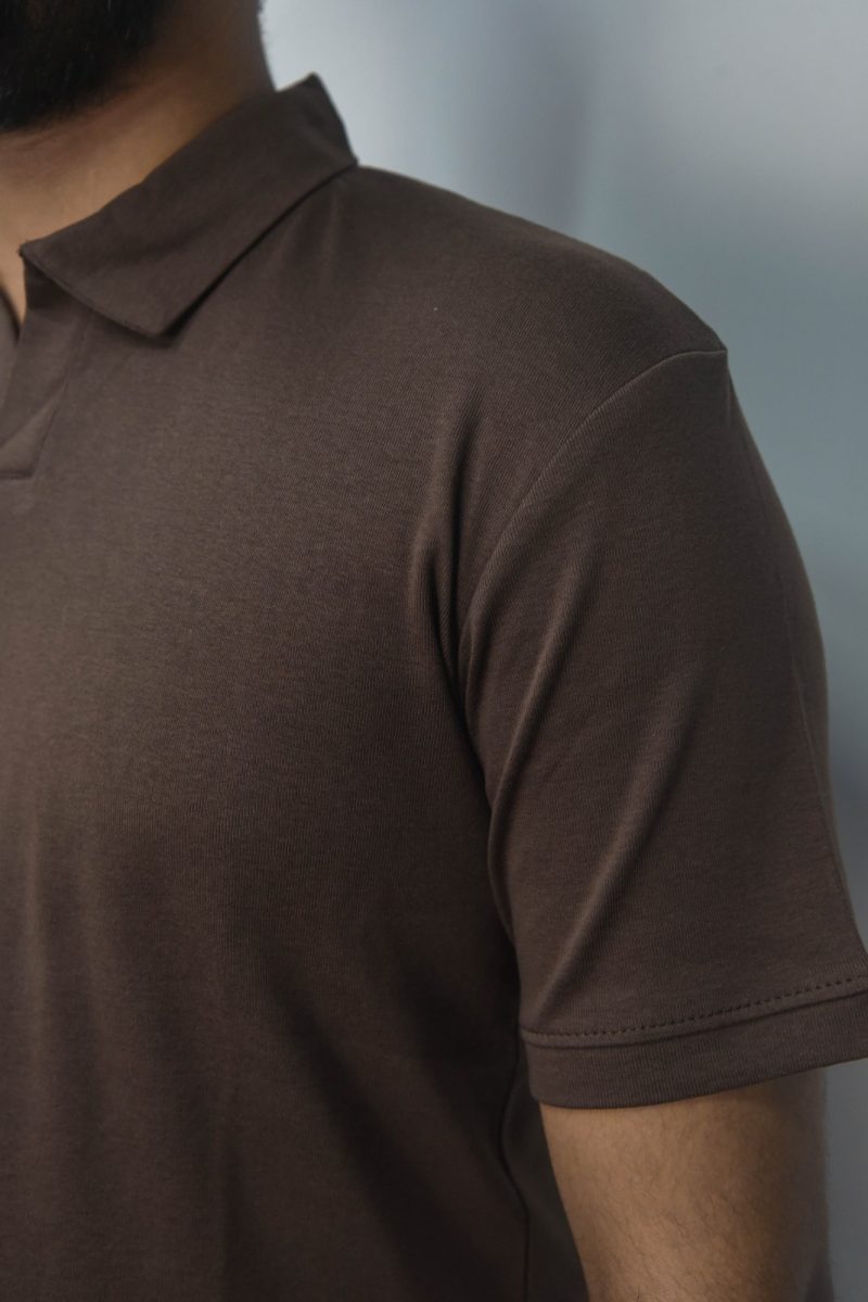 Coffee - Ribbed Polo Shirt - Image 2