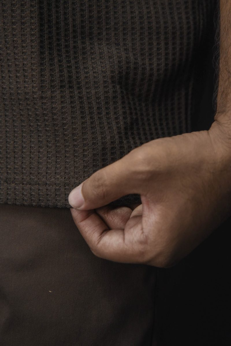 Chocolate - Body Fit Textured Polo Shirt - Image 3
