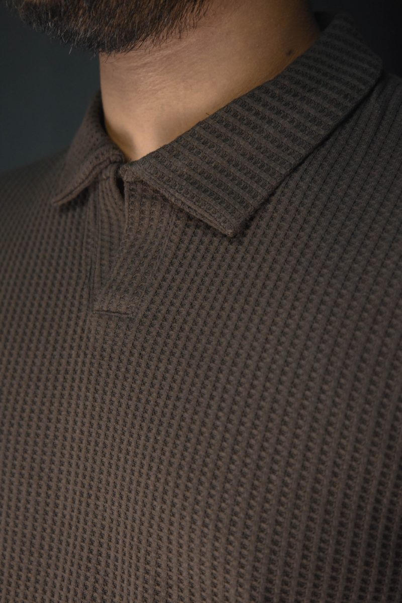 Chocolate - Body Fit Textured Polo Shirt
