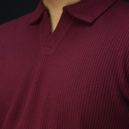 Maroon - Body Fit Textured Polo Shirt