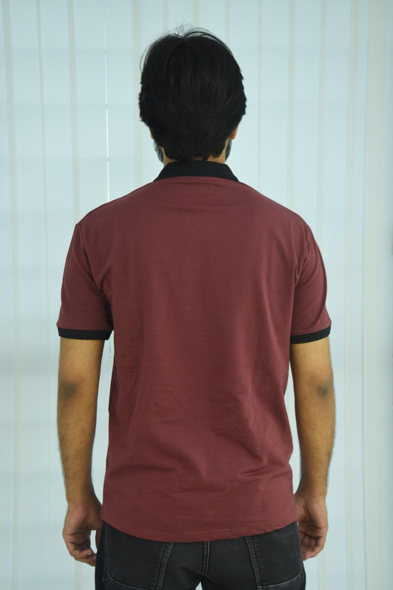 Maroon - Contrast Polo Shirt - Image 2