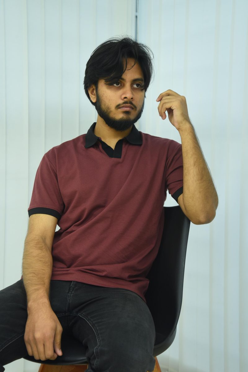 Maroon - Contrast Polo Shirt