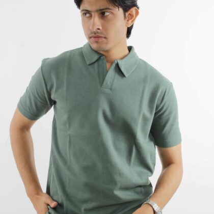 Olive - Textured Polo Shirt