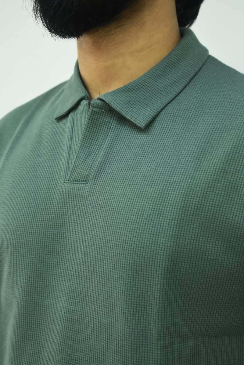 Olive - Textured Polo Shirt - Image 4