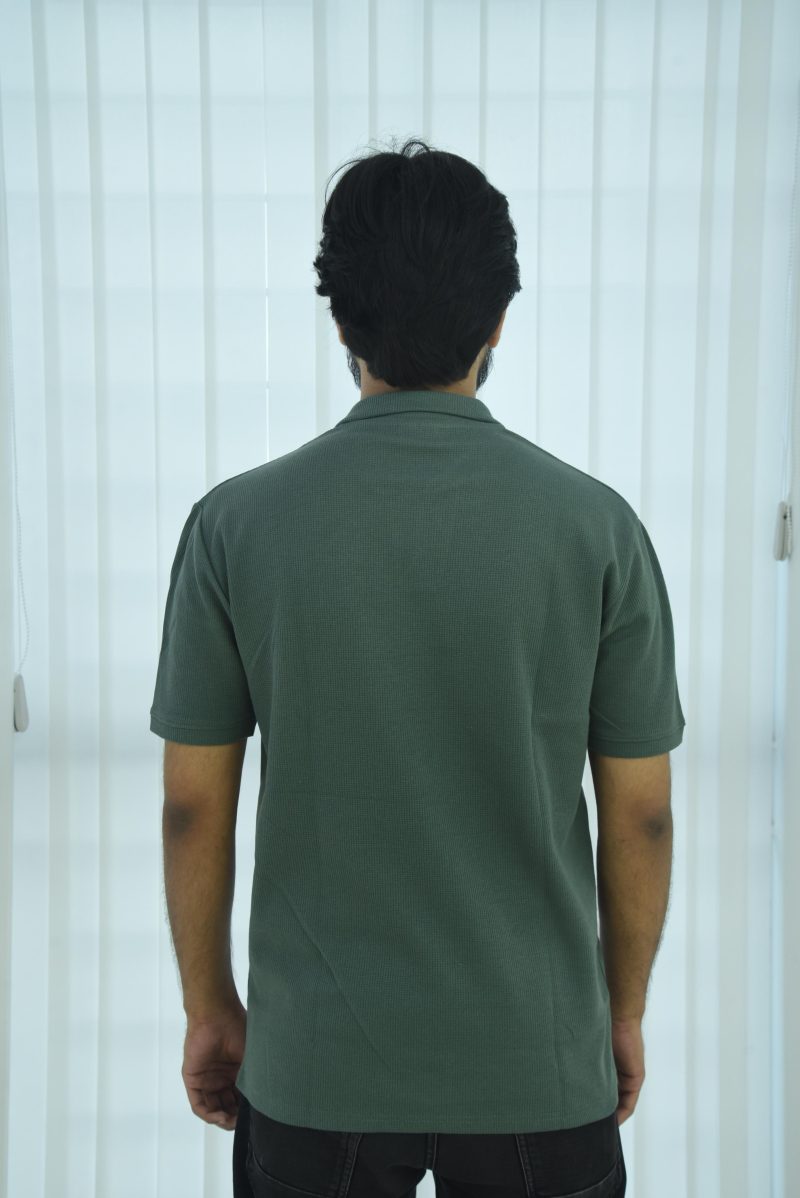 Olive - Textured Polo Shirt - Image 2