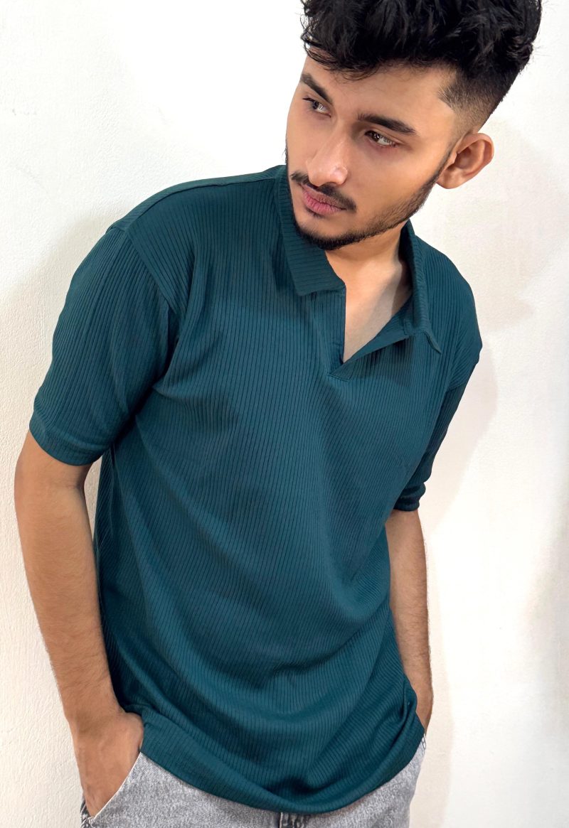 Sea Green - Textured Polo Shirt