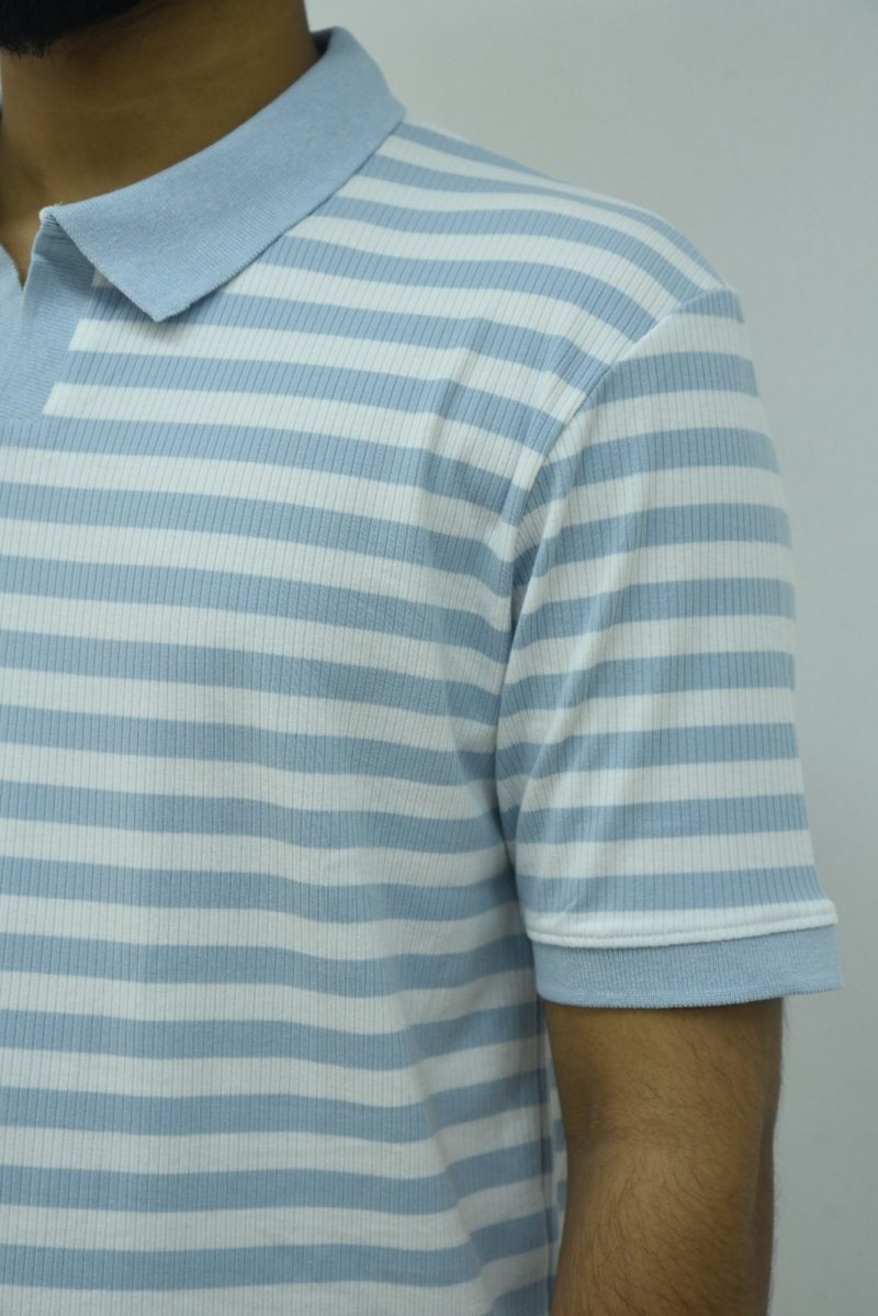 Sky & White - Stripe Polo Shirt - Image 2