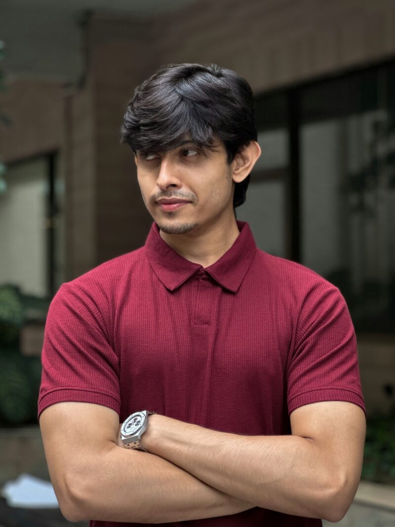 Maroon - Body Fit Textured Polo Shirt - Image 3