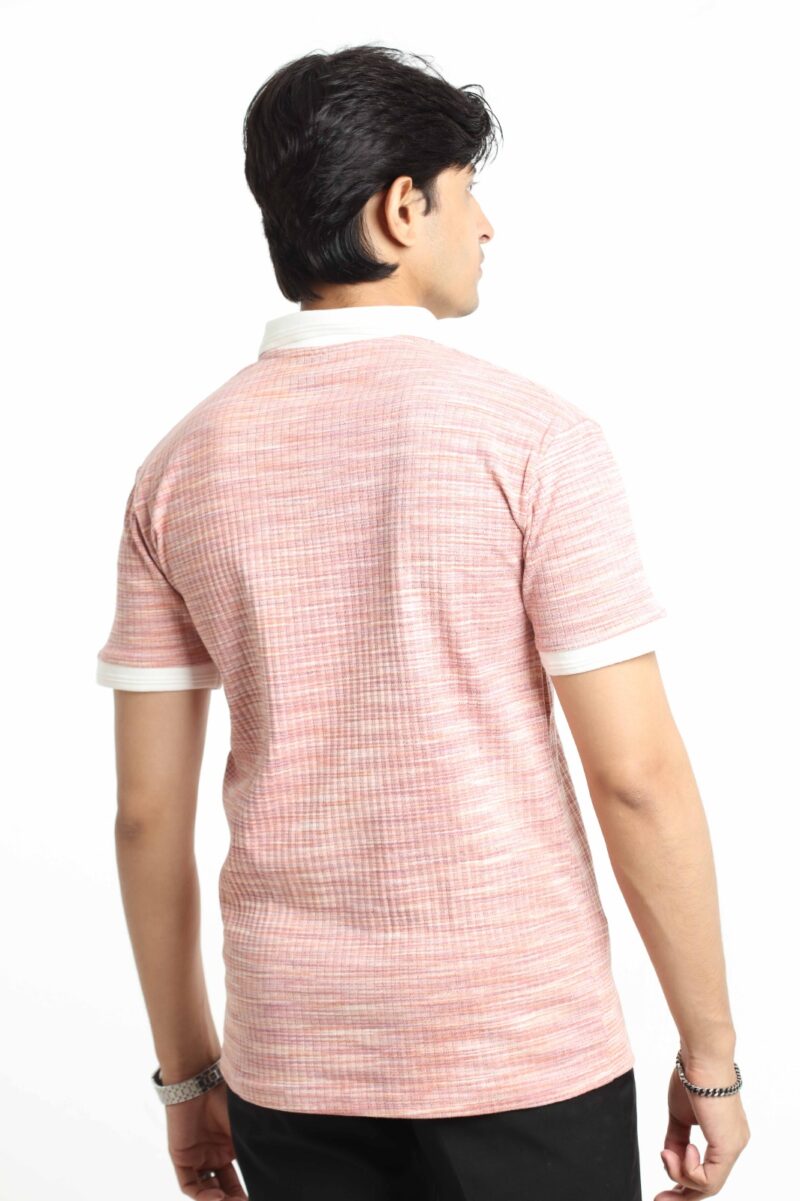 Red Pink - Textured Polo Shirt - Image 5