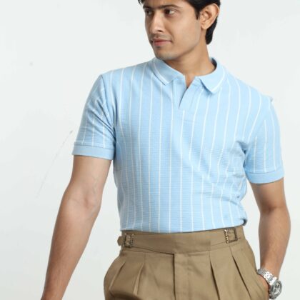 Sky Blue - Stripe Polo Shirt