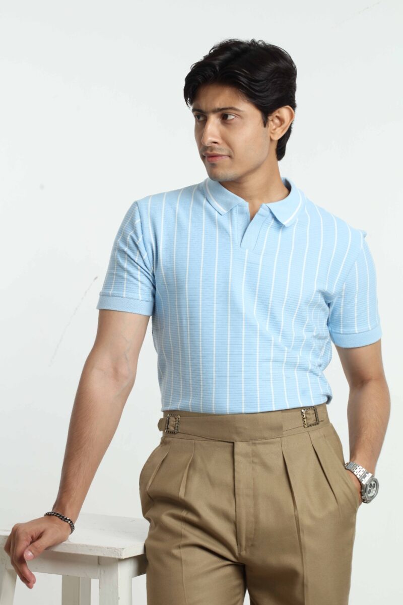 Sky Blue - Stripe Polo Shirt