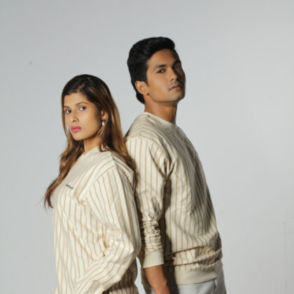 Cream & Coffee Stripe - Unisex Sweatshirt