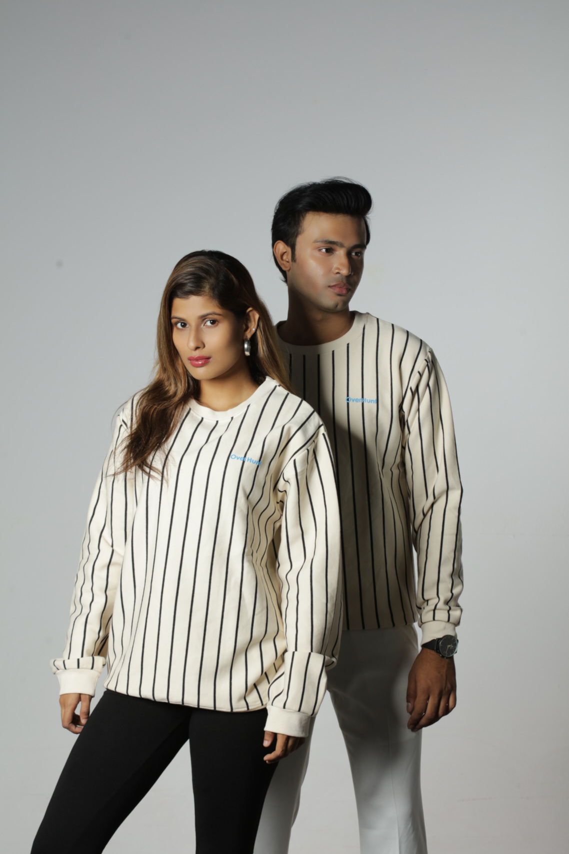 Cream & Black Stripe - Unisex Sweatshirt - Image 2