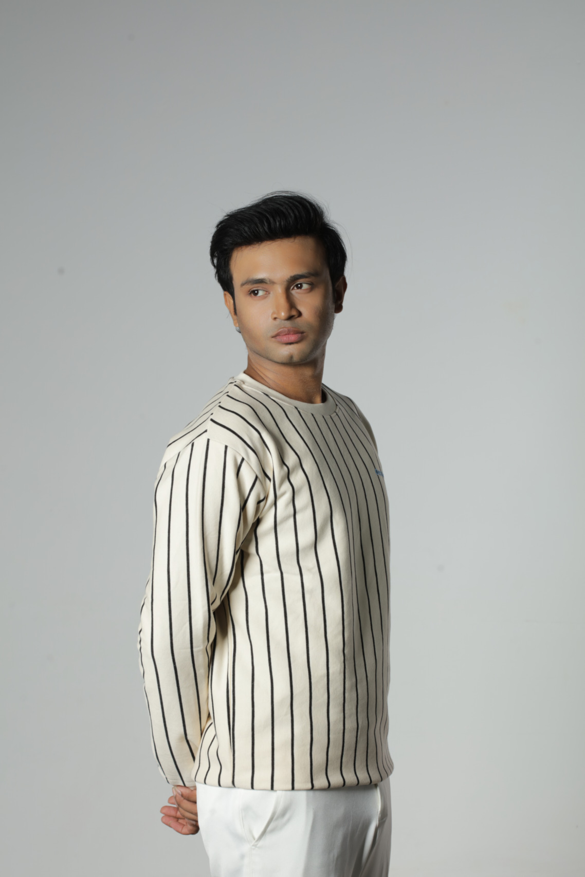 Cream & Black Stripe - Unisex Sweatshirt - Image 3