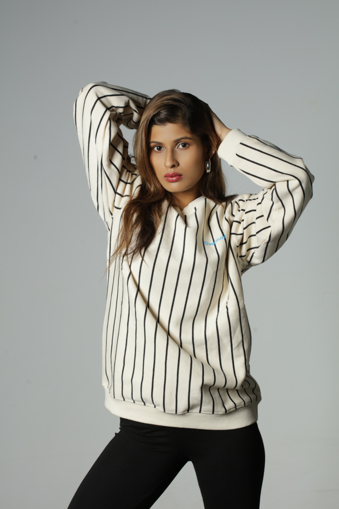 Cream & Black Stripe - Unisex Sweatshirt - Image 5