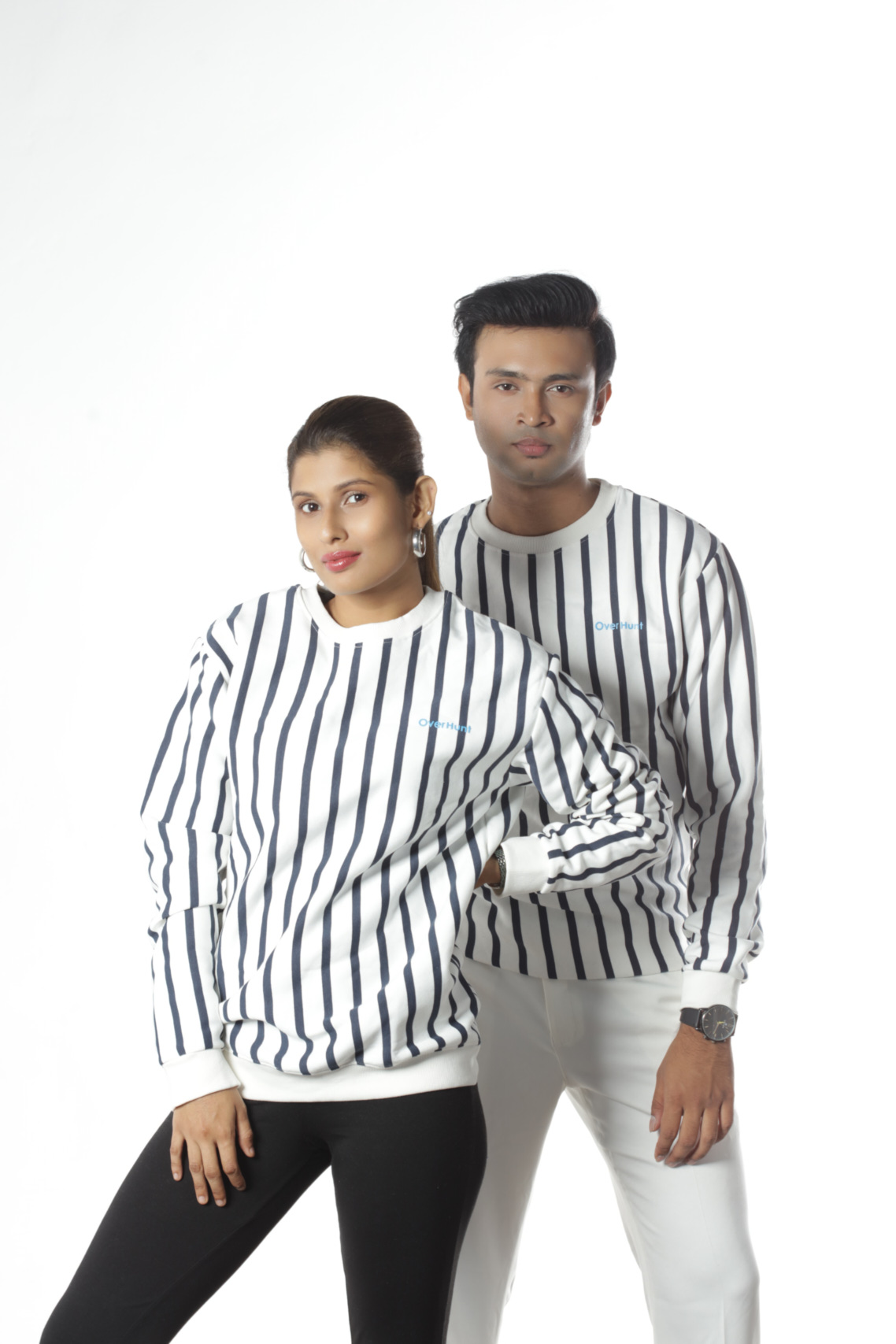 White & Navy Stripe - Unisex Sweatshirt - Image 3