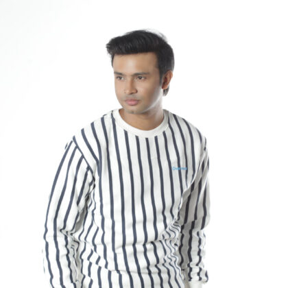 White & Navy Stripe - Unisex Sweatshirt