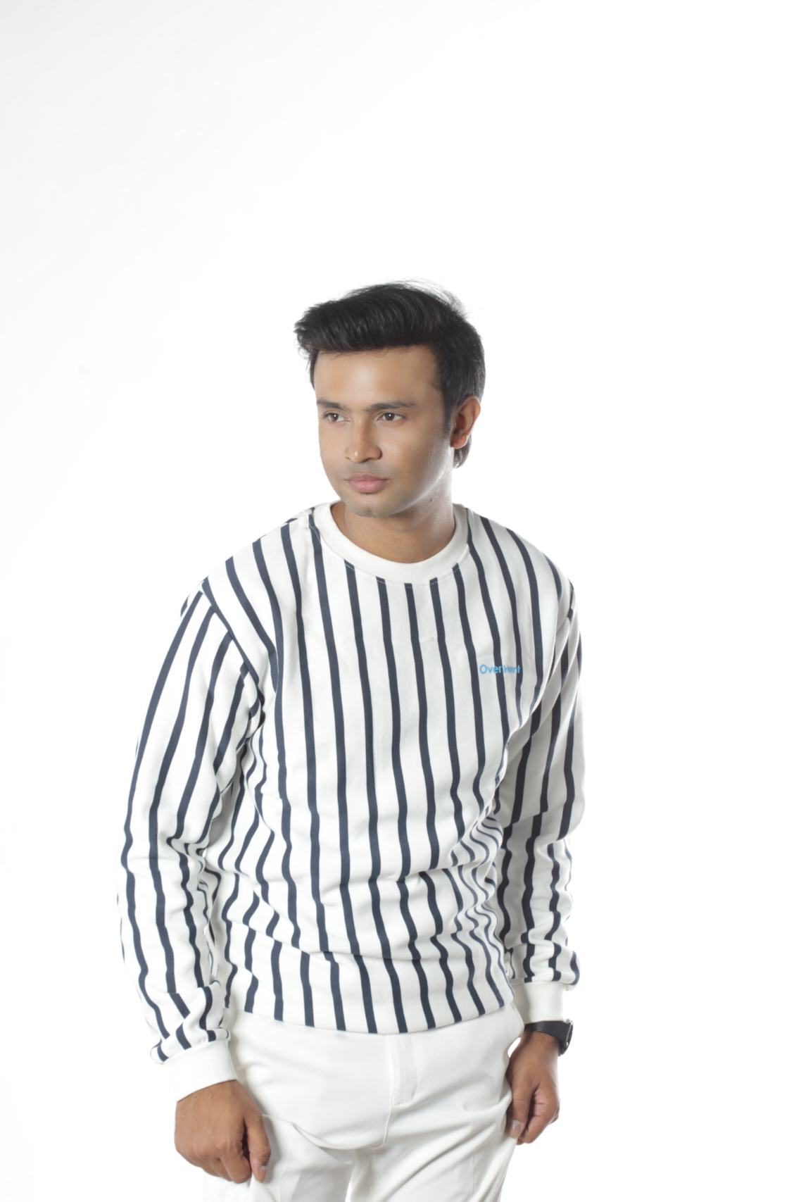 White & Navy Stripe - Unisex Sweatshirt