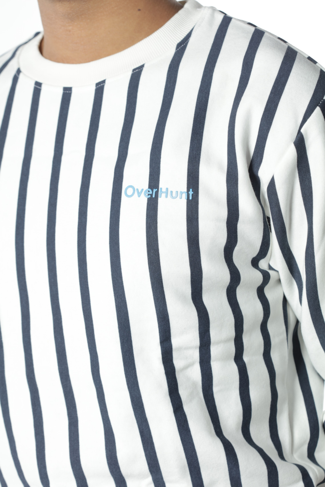 White & Navy Stripe - Unisex Sweatshirt - Image 4